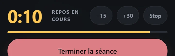 La barre de repos de Hoist avec dix secondes restantes affichées en grand